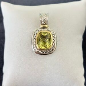 David Yurman 925 & 14k Gold Albion Enhancer with Lemon Citrine 1.25"